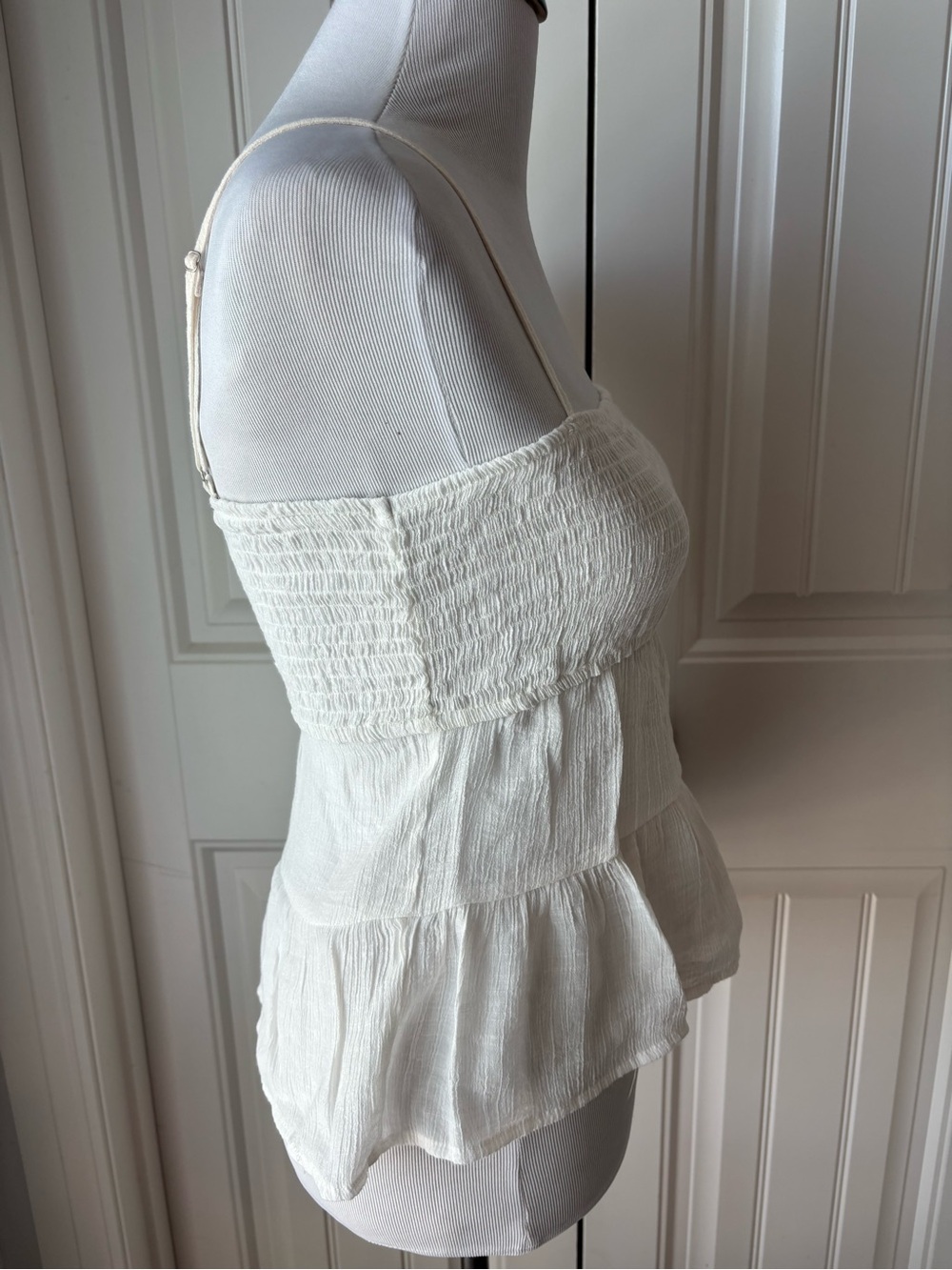 Timing Cream Smocked Ruffle Tank Top - Picture 3 of 5